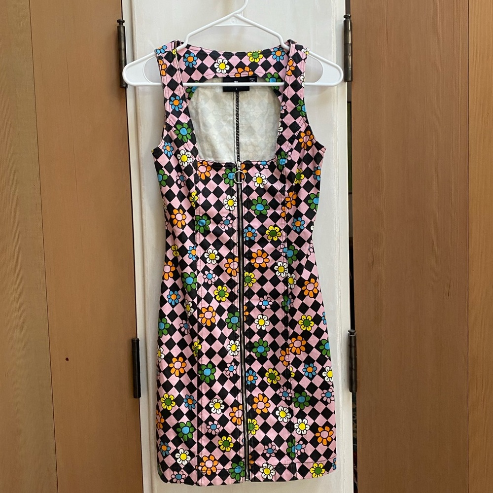 Lazy Oaf Flower Check Zip Up Dress